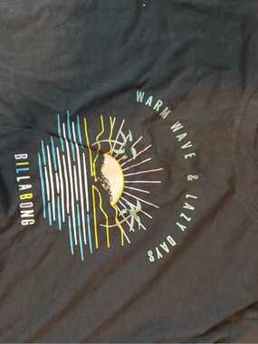 Billabong Black Tee with Sunset Wave Graphic